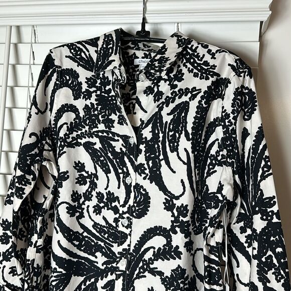 Chico’s SZ 0 No Iron stretch Paisley print Top - Picture 6 of 12